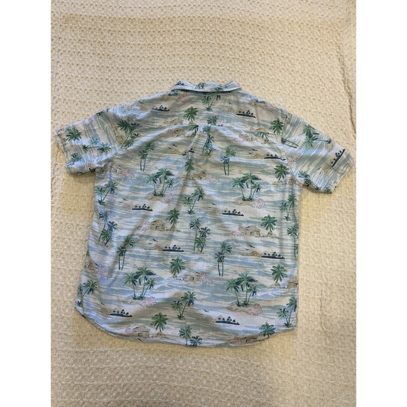 Chaps‎ Coastal Wash Men's Hawaiian Shirt – Size L -100% Cotton Chambray - Picture 9 of 13